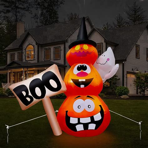 Pumpkin witch inflatable yard prop